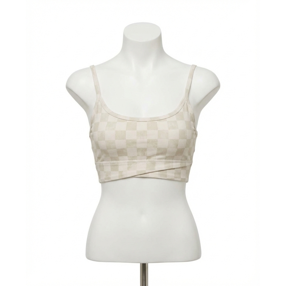 NEW Z SUPPLY check cross over tank bra in olive crush and cream